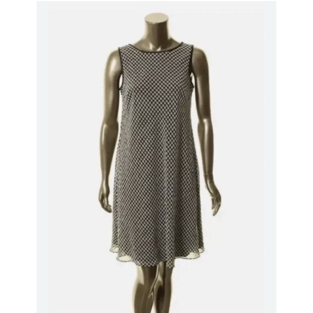Lauren Ralph Lauren Dress Womens 10/L Large Houndstooth Sleeveless Sheath Career